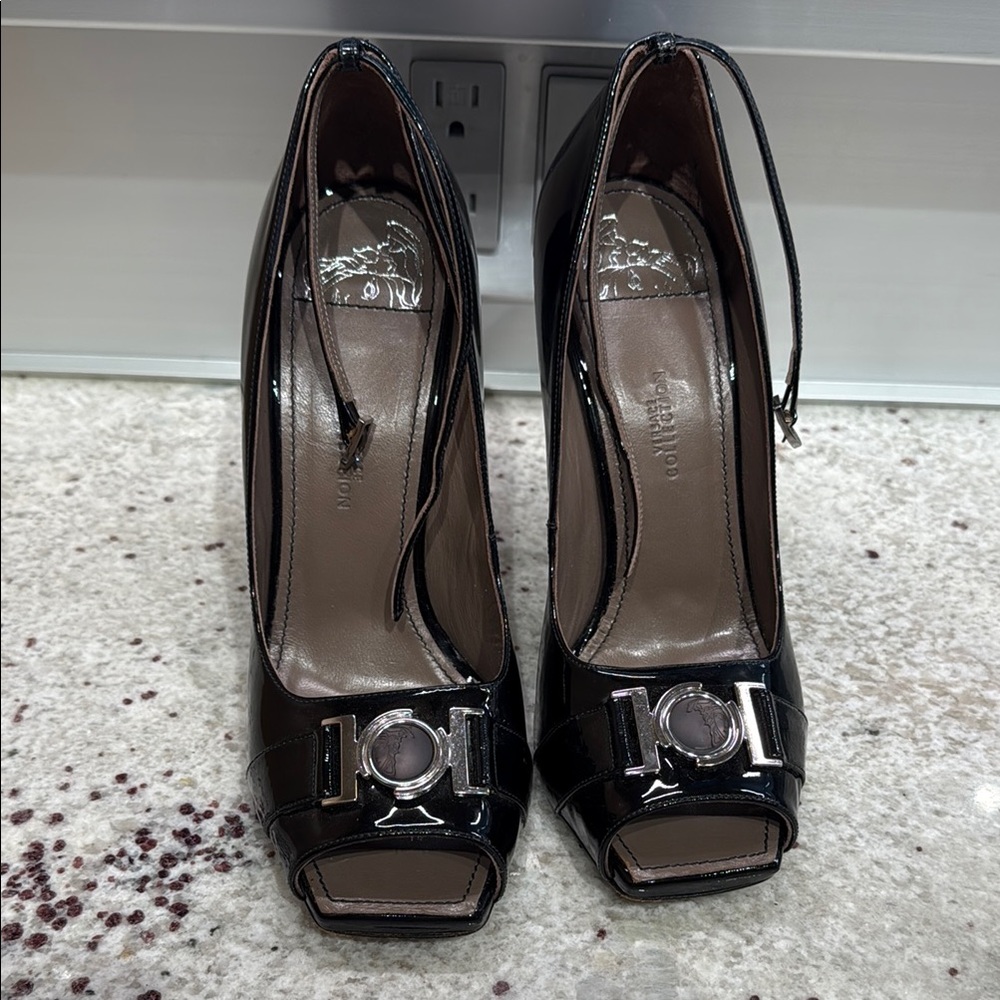 Elegant Black Peep-Toe Heels